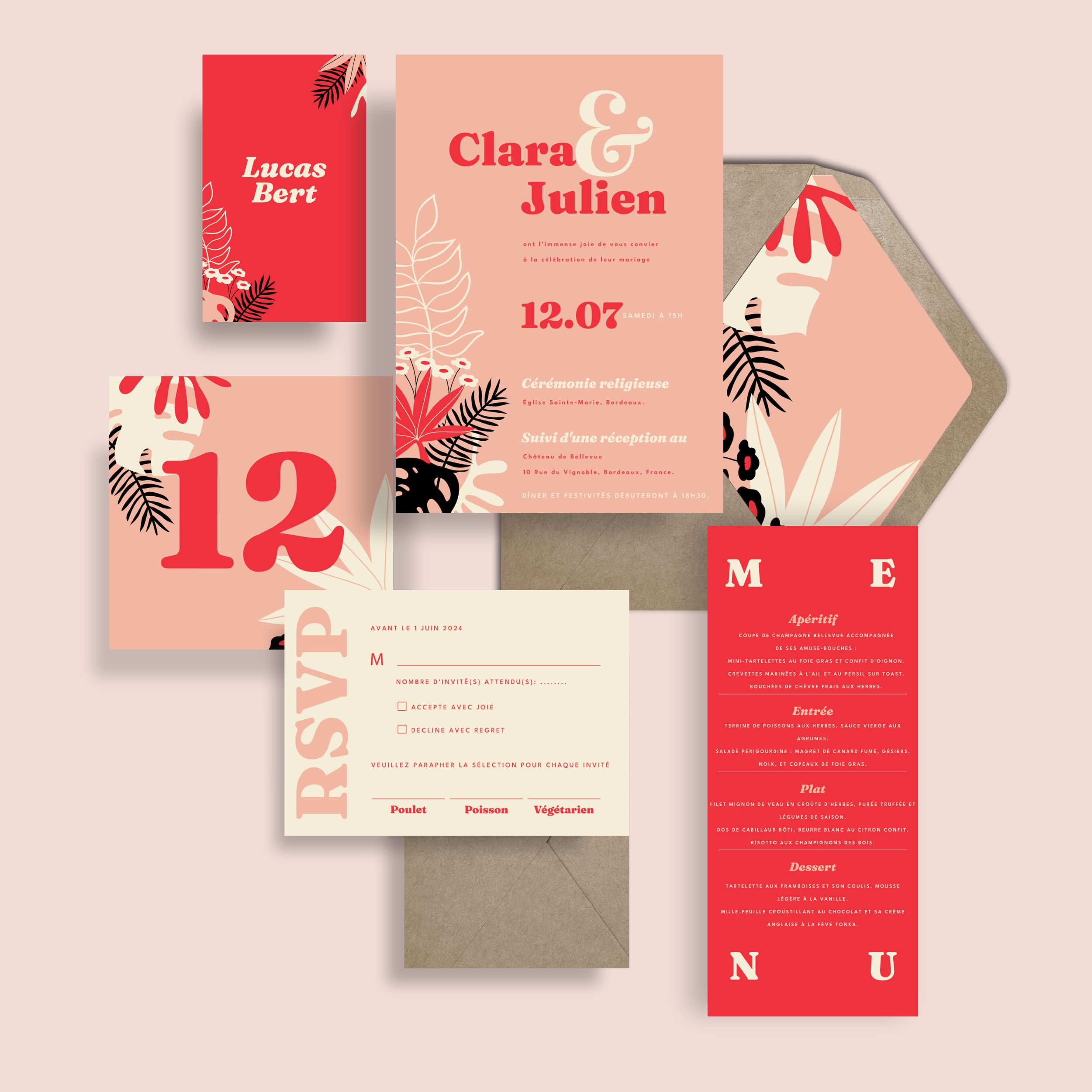 Collection Jardin Rouge d’Au Papier de Rêve, univers de papeterie romantique