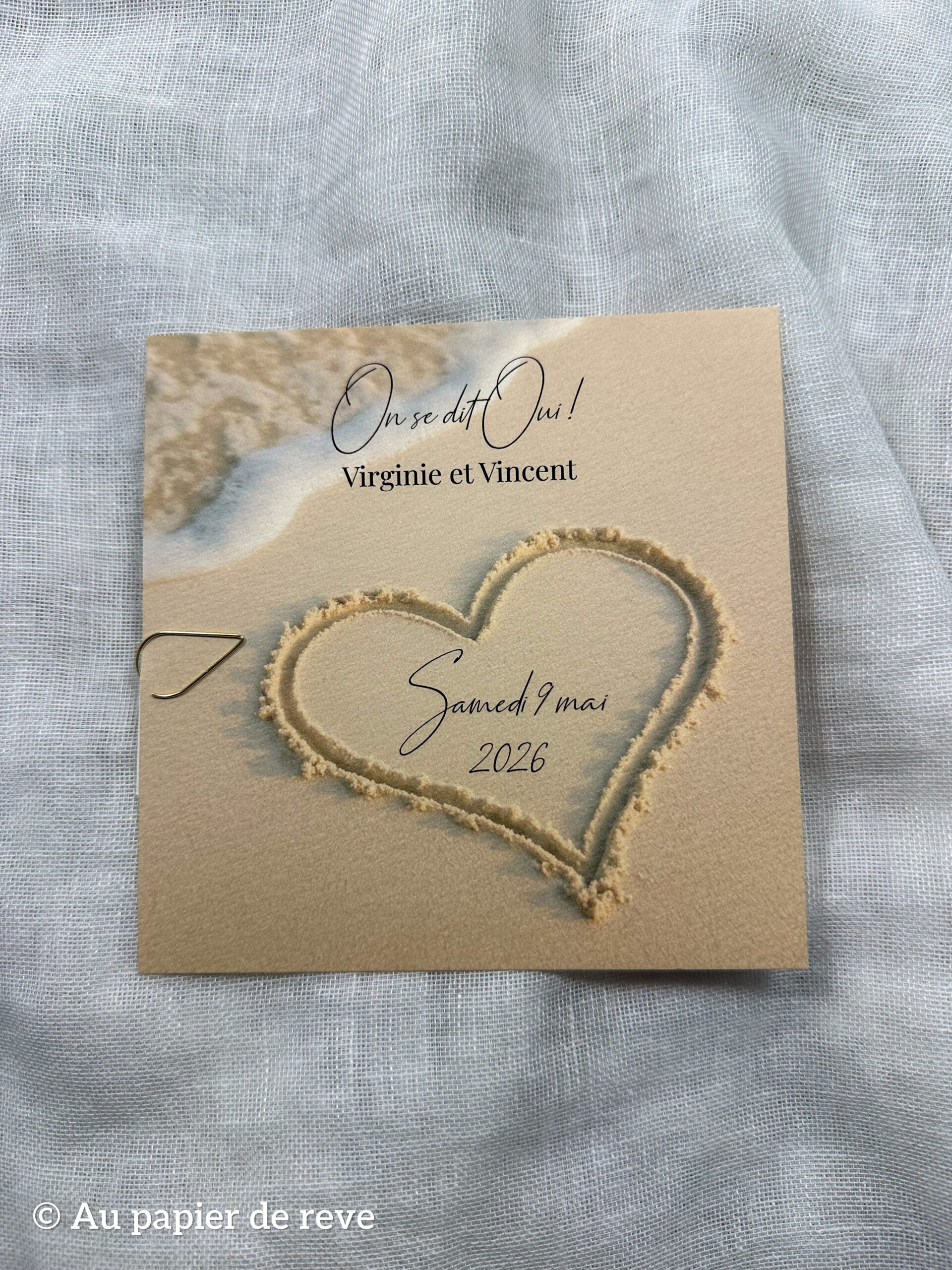 Faire-part de mariage kraft thème plage pour un mariage nécessitant une organisation anticipée